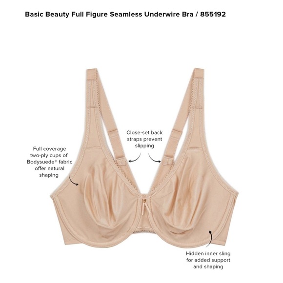 WACOAL Basic Beauty Full Figure Seamless Underwire Bra 34H - Picture 5 of 8